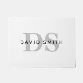 Moderne naam & Monogram | Wit Zwart & Grijs Deurmat (Voorkant)