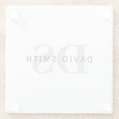 Moderne naam & Monogram | Wit Zwart & Grijs Glazen Onderzetter (Achterkant)