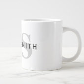 Moderne naam & Monogram | Wit Zwart & Grijs Grote Koffiekop (Rechts)