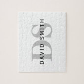 Moderne naam & Monogram | Wit Zwart & Grijs Legpuzzel (Verticaal)