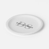 Moderne naam & Monogram | Wit Zwart & Grijs Papieren Bordje (Gekanteld)