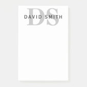 Moderne naam & Monogram | Wit Zwart & Grijs Post-it® Notes (Voorkant)