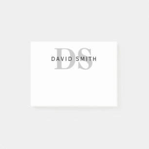 Moderne naam & Monogram   Wit Zwart & Grijs Post-it® Notes