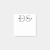 Moderne naam & Monogram | Wit Zwart & Grijs Post-it® Notes (Voorkant)