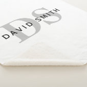 Moderne naam & Monogram | Wit Zwart & Grijs Sherpa Deken (3/4)