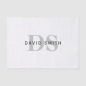 Moderne naam & Monogram | Wit Zwart & Grijs Tissuepapier (Voorkant)