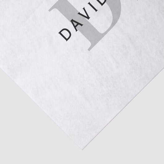Moderne naam & Monogram | Wit Zwart & Grijs Tissuepapier (Detail)