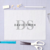 Moderne naam & Monogram | Wit Zwart & Grijs Tissuepapier (Craft)