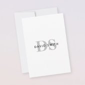 Moderne naam & Monogram | Zwart Wit & Grijs Bedankkaart