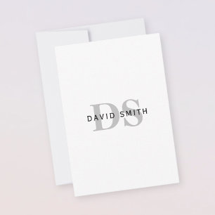 Moderne naam & Monogram   Zwart Wit & Grijs Bedankkaart