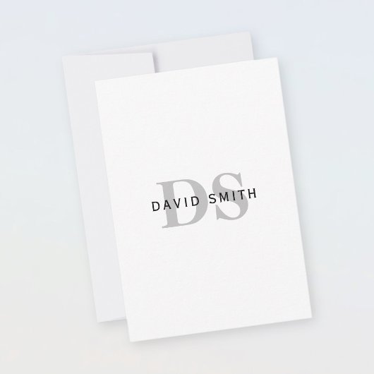 Moderne naam & Monogram | Zwart Wit & Grijs Bedankkaart