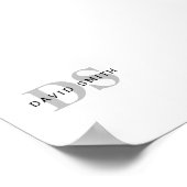 Moderne naam & Monogram | Zwart Wit & Grijs Poster (Hoek)