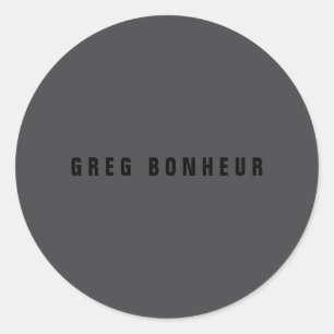Moderne naam of andere tekst Sjabloon   Donker gri Ronde Sticker