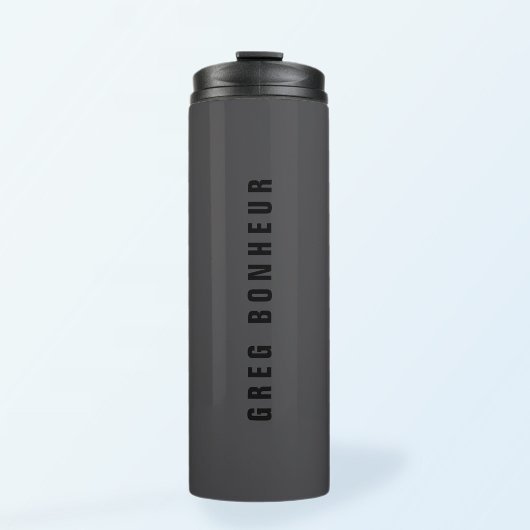 Moderne naam of andere tekst Sjabloon | Donker gri Thermosbeker