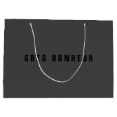 Moderne naam of andere tekst sjabloon | Donkergrij Groot Cadeauzakje (Achterkant)