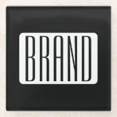 Moderne Naam of bewerkbare Merknaam voor Bedrijf Glazen Onderzetter (Voorkant)