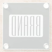 Moderne Naam of bewerkbare Merknaam voor Bedrijf Glazen Onderzetter (Achterkant)