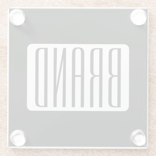 Moderne Naam of bewerkbare Merknaam voor Bedrijf Glazen Onderzetter (Achterkant)