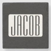 Moderne Naam of bewerkbare Merknaam voor Bedrijf Stenen Onderzetter (Voorkant)