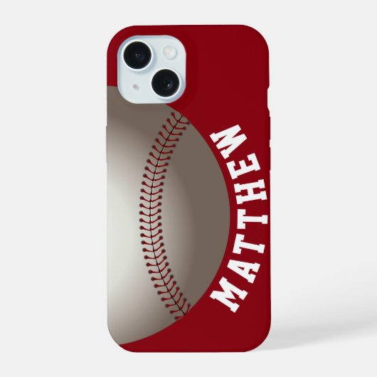 Moderne naam Rode honkbal iPhone 15 Case (Achterkant)