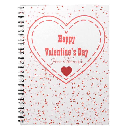 Moderne naam Rood Roze Hart Gelukkige Valentijnsda Notitieboek (Voorkant)