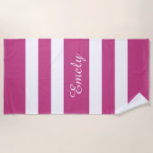 Moderne naam roze gestreepte zwembad  strandlaken (Voorkant)