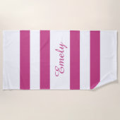Moderne naam roze gestreepte zwembad strandlaken (Voorkant)