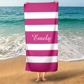 Moderne naam roze stripper strandlaken