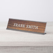 Moderne naam: Rustic Wood Photo Bureau Naambordje (Voorkant)