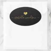 Moderne naam sticker met gouden hartje (Tas)