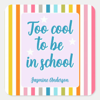 Moderne naam strepen grappige quote kleurrijk  vierkante sticker