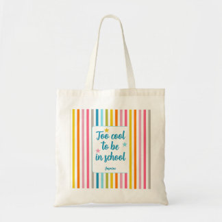 Moderne naam strepen school citaat kleurrijk tote bag