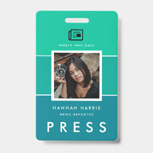 Moderne naam tag en foto pers badge