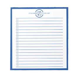 Moderne naam takenlijst met blauwe monogrammen notitieblok