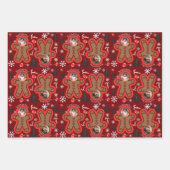 Moderne Naam Twee foto Kerstmis Gingerbread Man 3 Inpakpapier Vel (Voorkant 2)