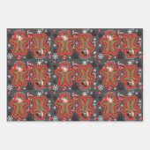 Moderne Naam Twee foto Kerstmis Gingerbread Man 3 Inpakpapier Vel (Voorkant)