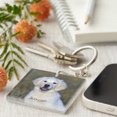 Moderne Naam van de Dierenfoto Sleutelhanger (Voorkant Rechts)