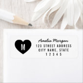 Moderne naam van heart Monogram Retouradres Etiket (Insitu)
