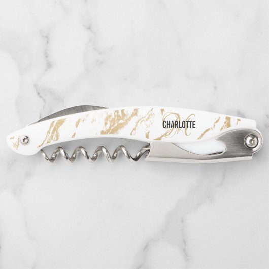 Moderne naam van het witte goudmarmer kurkentrekker (Achterkant)