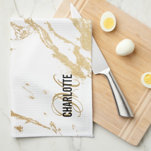 Moderne naam van het witte goudmarmer theedoek (Quarter Fold)