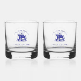 Moderne Naam van Scheepsboot en Scheepslogo Whisky Glas