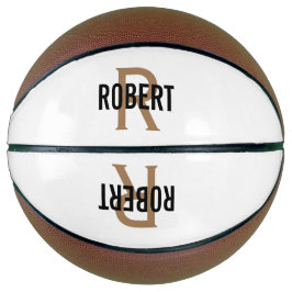 Moderne naam van witte goudmonogram basketbal