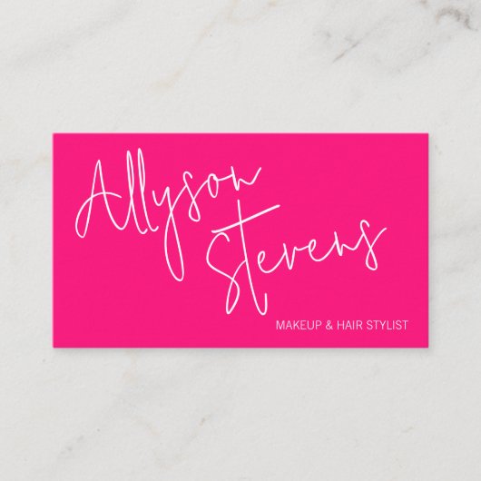 Moderne naam vet roze script make-up haar logo qr visitekaartje (Voorkant)