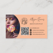 Moderne naam vet script make-up haar logo qr perzi visitekaartje (Achterkant)