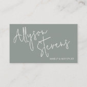 Moderne naam vet script make-up hair logo qr groen visitekaartje (Voorkant)