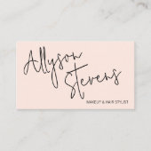 Moderne naam vet script make-up hair logo qr roze visitekaartje (Voorkant)