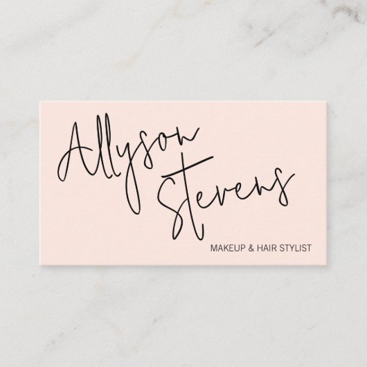 Moderne naam vet script make-up hair logo qr roze visitekaartje (Voorkant)
