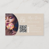 Moderne naam vet script make-up hair logo qr tan visitekaartje (Achterkant)