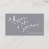 Moderne naam vet script make-up logo qr blauw visitekaartje (Voorkant)