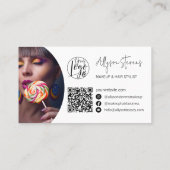 Moderne naam vet script make-up logo qr code visitekaartje (Achterkant)